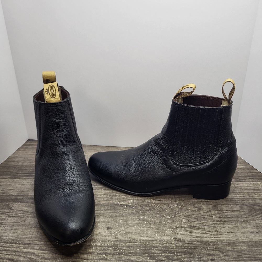 VTG Visconti Ankle Boots Black Leather Chelsea MEX 26.5 US 8